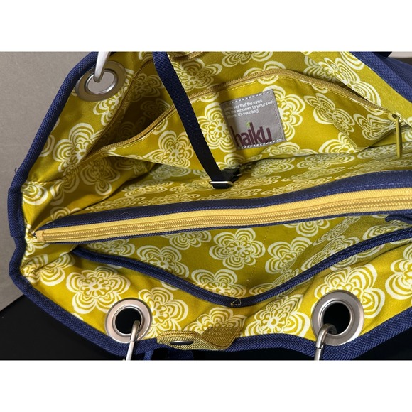 Haiku Blue Canvas Embroidered Cloud Tote Bag Eco Friendly Travel Handbag - Picture 8 of 8